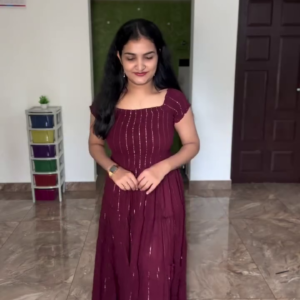 Women's Maroon Flared Dress Ethnic Party Wear Outfit
