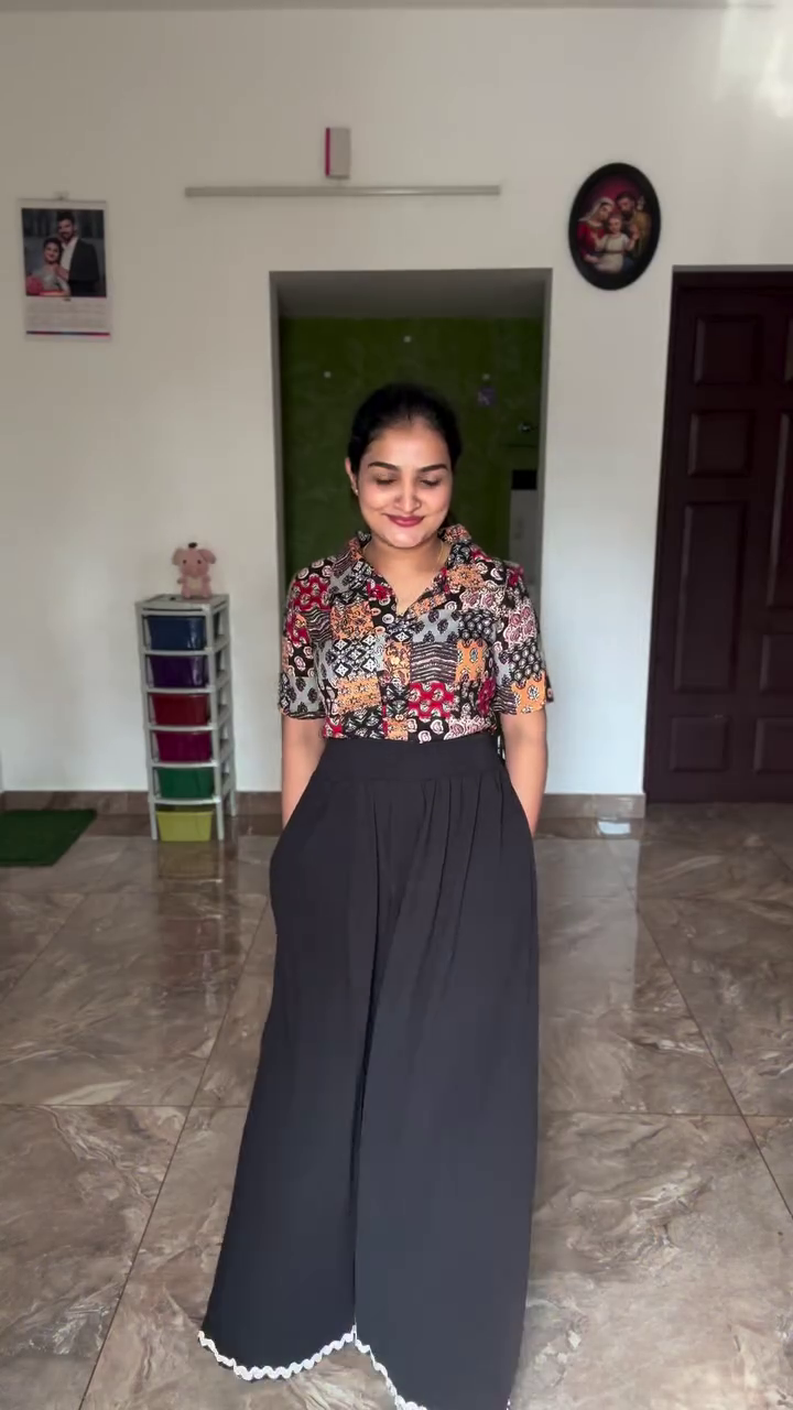 Women's Printed Co-Ord Set with Wide Leg Pants Casual Outfit