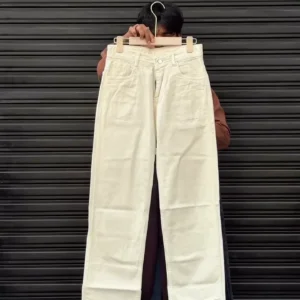 Women's Off-White Wide Leg Jeans High Waist Denim Pants