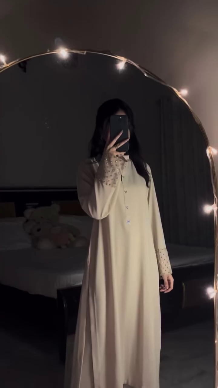 Women’s Elegant Pearl Sleeve Kaftan Dress | Premium Modest & Casual Wear