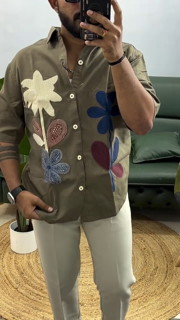 Men’s Floral Printed Casual Shirt | Trendy Oversized Streetwear Fashion