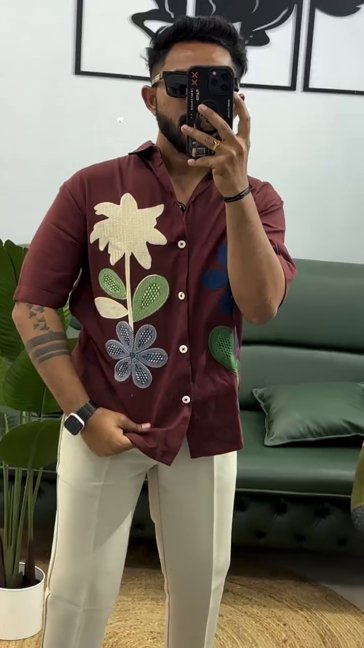 Men’s Floral Printed Casual Shirt | Trendy Oversized Streetwear Fashion - Image 3