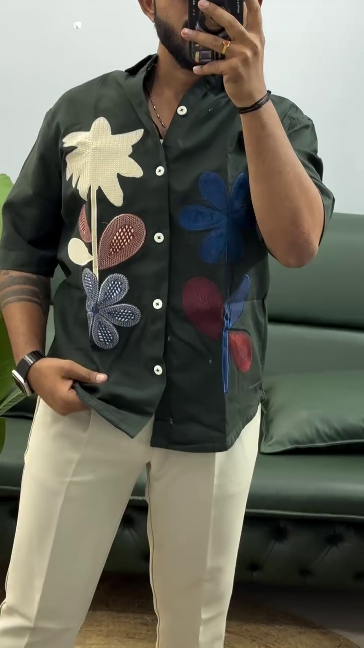 Men’s Floral Printed Casual Shirt | Trendy Oversized Streetwear Fashion - Image 4