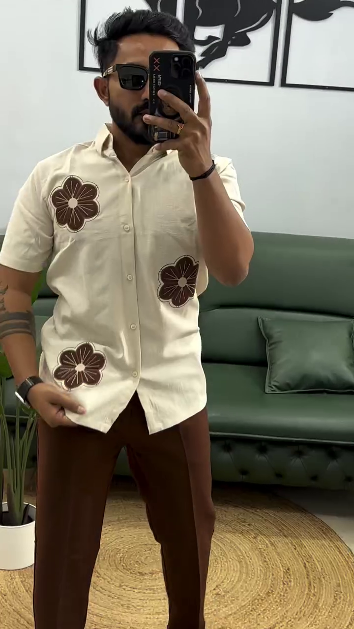 Men’s Floral Patch Casual Shirt | Trendy Smart Casual Fashion Wear - Image 3