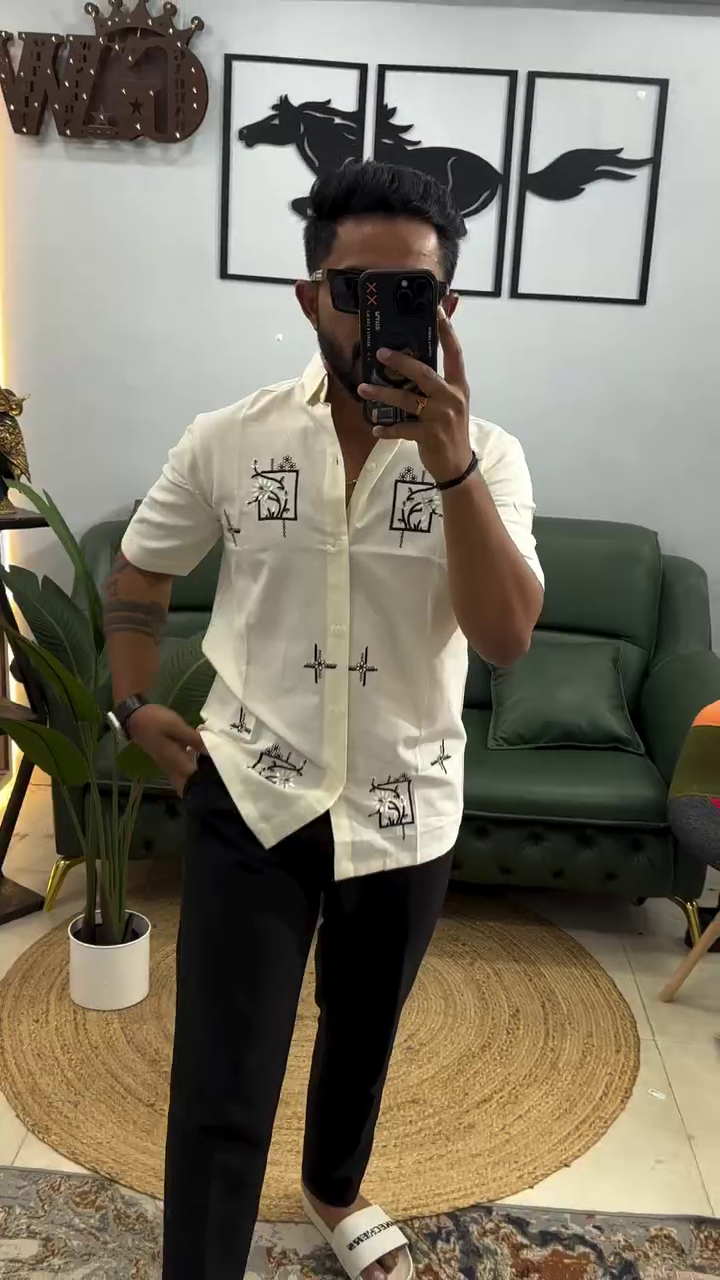 Men’s Floral Patch Casual Shirt | Trendy Smart Casual Fashion Wear - Image 4
