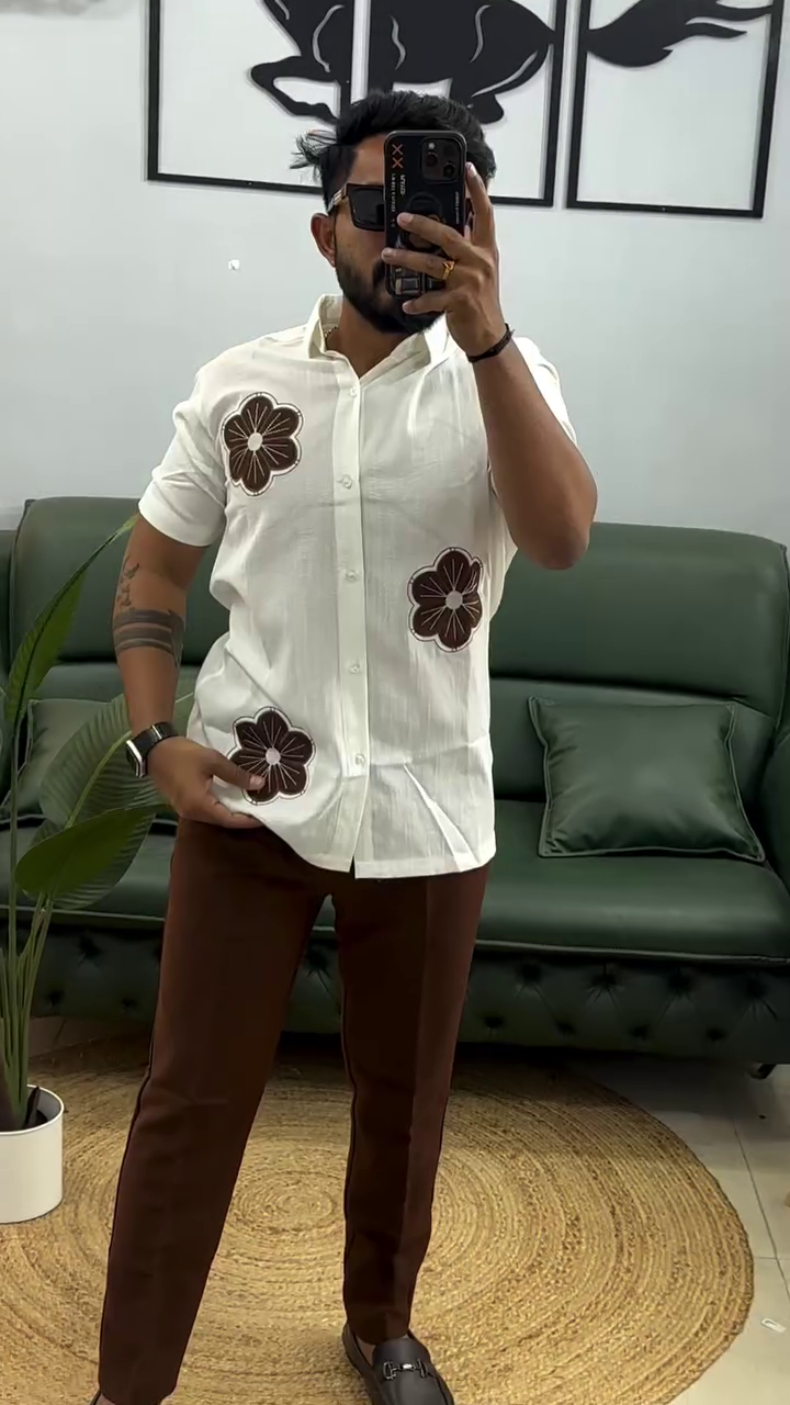 Men’s Floral Patch Casual Shirt | Trendy Smart Casual Fashion Wear - Image 6