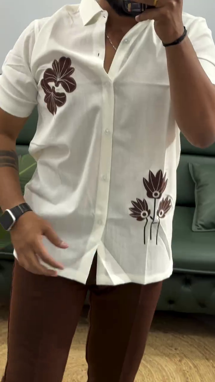 Men’s Floral Patch Casual Shirt | Trendy Smart Casual Fashion Wear - Image 9