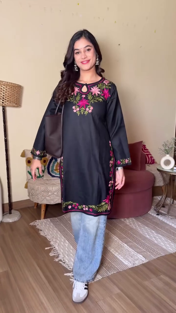 Women’s Embroidered Casual Kurti Top | Trendy Ethnic Fusion Wear - Image 3