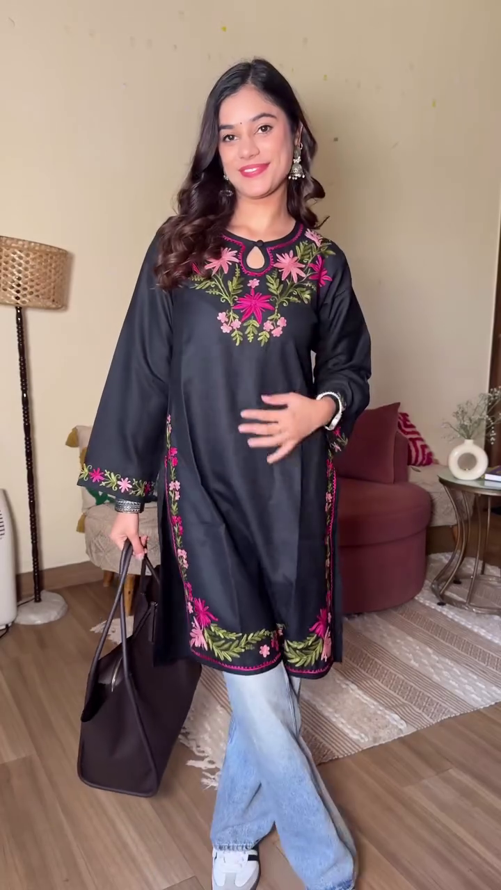 Women’s Embroidered Casual Kurti Top | Trendy Ethnic Fusion Wear - Image 4