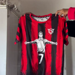 Men’s Red Black Football Jersey for Sports Gym & Casual Active Wear