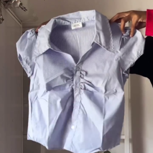 Women’s Sky Blue Puff Sleeve Shirt for Casual Office & Trendy Everyday Wear