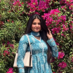 Women’s Aqua Bloom Anarkali Ethnic Dress for Elegant Traditional & Festive Wear